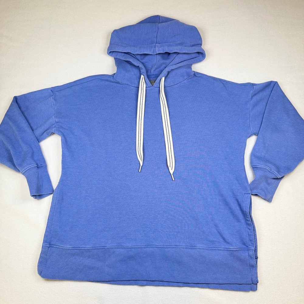 Aerie Women Blue French Terry Oversized Hoodie Sweatshirt Side Slit XS TP